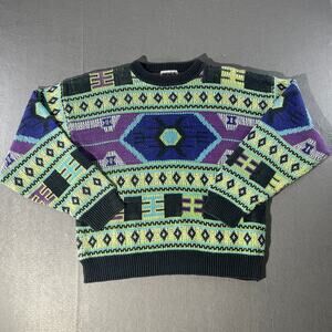 Vintage Unionbay Aztec Geometric Sweater XL Ramie Cotton